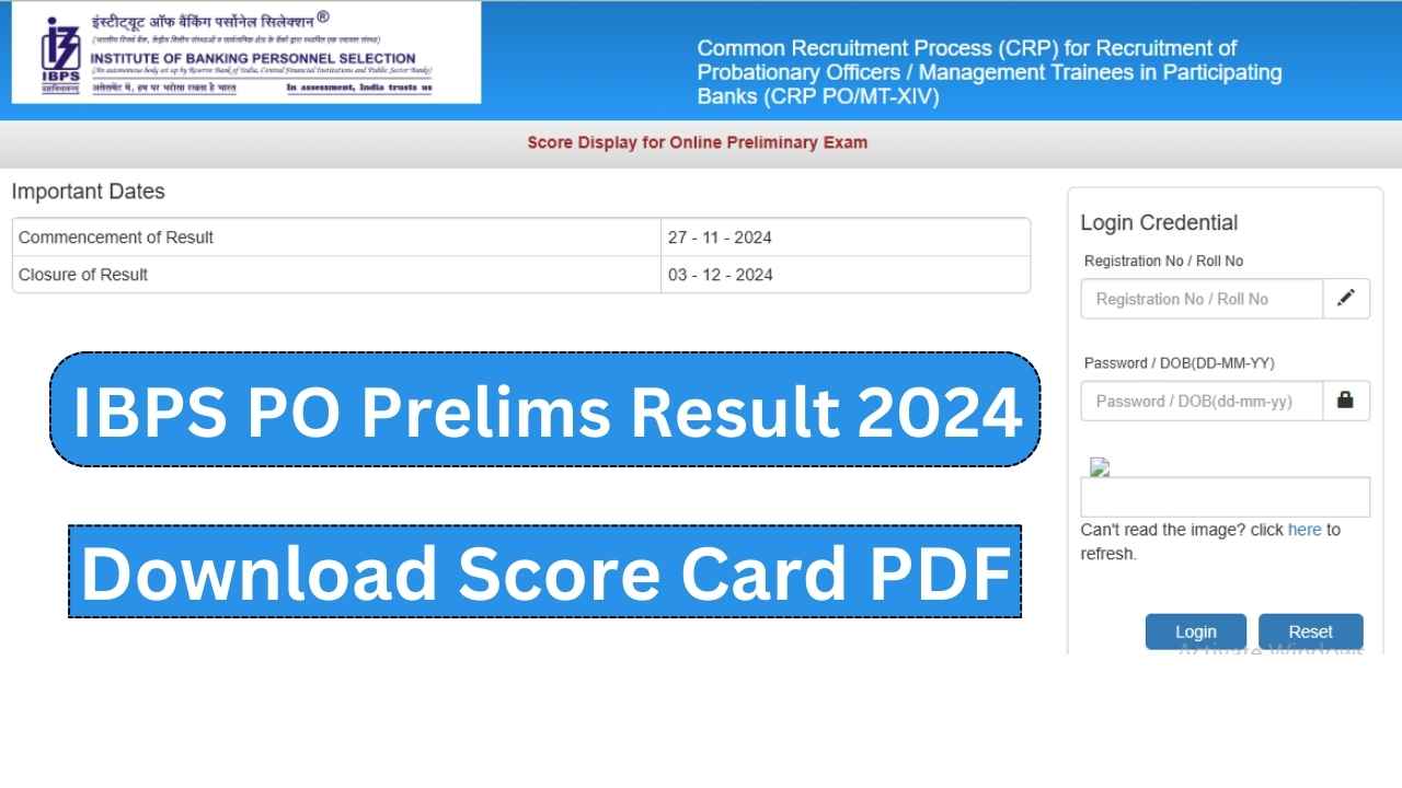 IBPS PO Prelims Result 2024