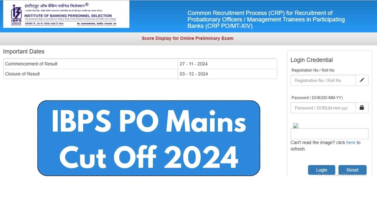 IBPS PO Mains Cut Off 2024