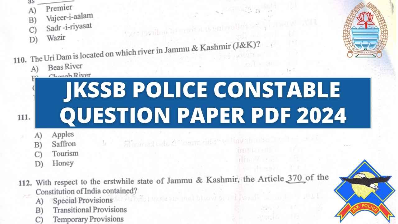 JKSSB Police Constable Question Paper PDF 2024